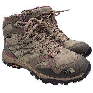 The North Face Women's Tan Brown Burgundy Hiking Boots
